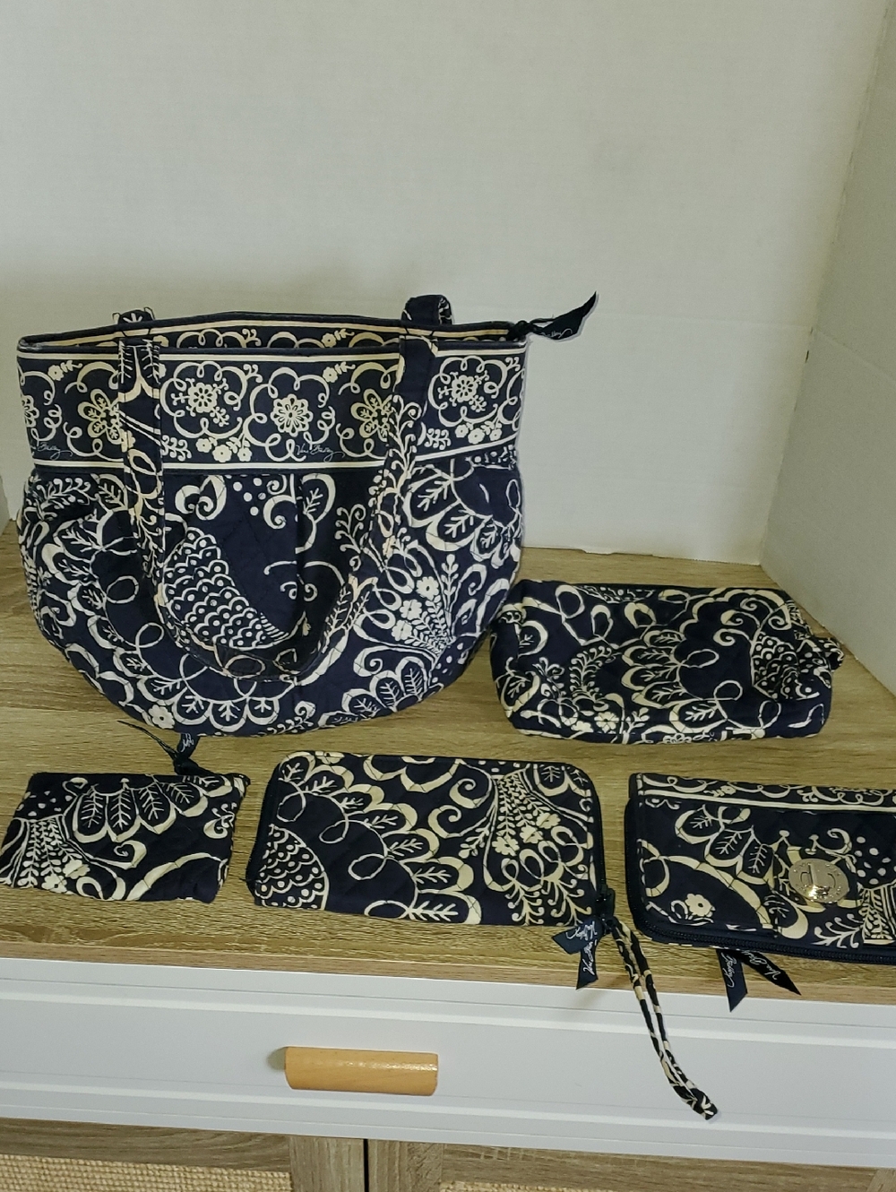 Vera Bradley Twirly Bird Floral Quilted Tote Set